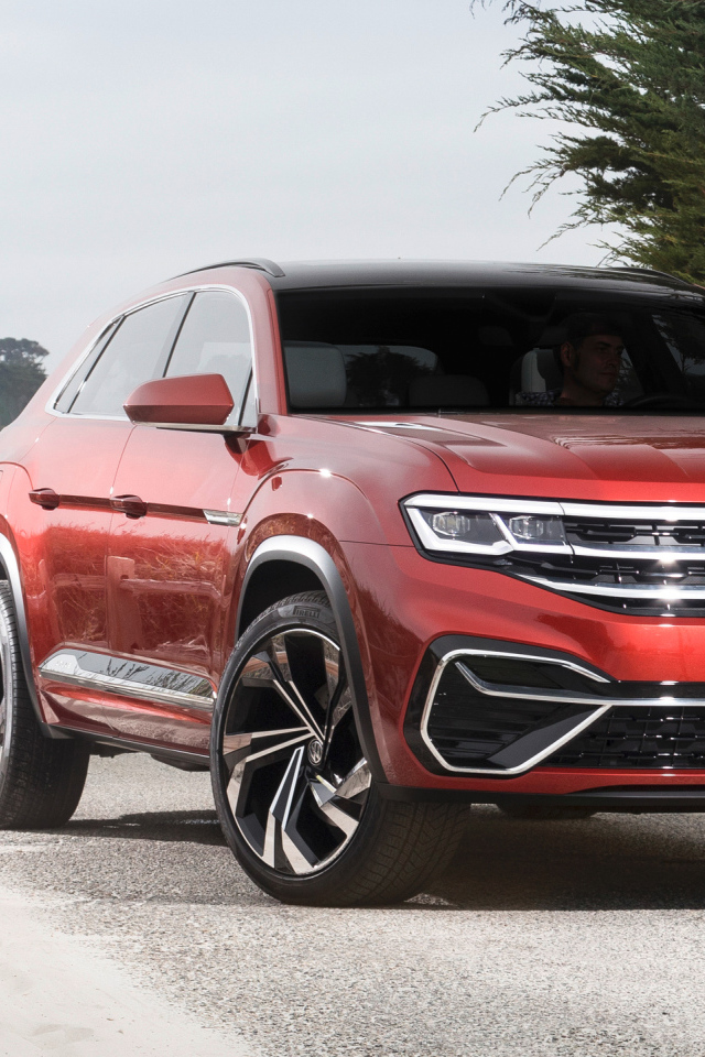 Красный внедорожник Volkswagen Atlas 2018 года