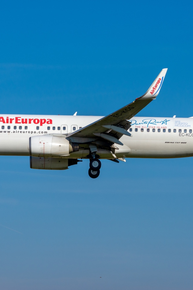 Большой пассажирский Boeing 737-800W авиакомпании Air Europa в голубом небе