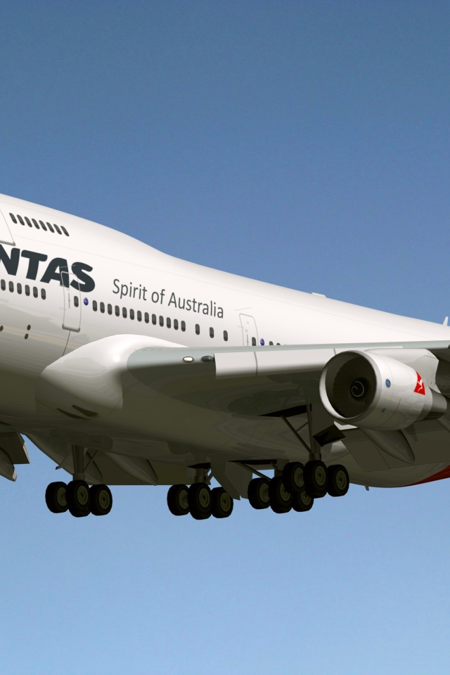 Пассажирский боинг 747-400 авиакомпании Qantas в небе