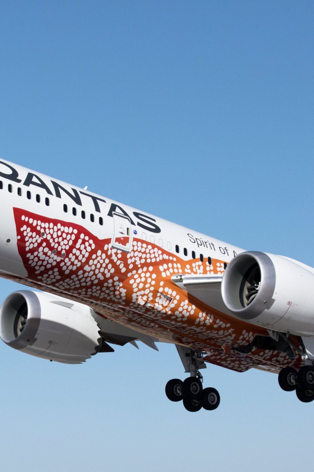 Самолет авиакомпании Qantas в небе