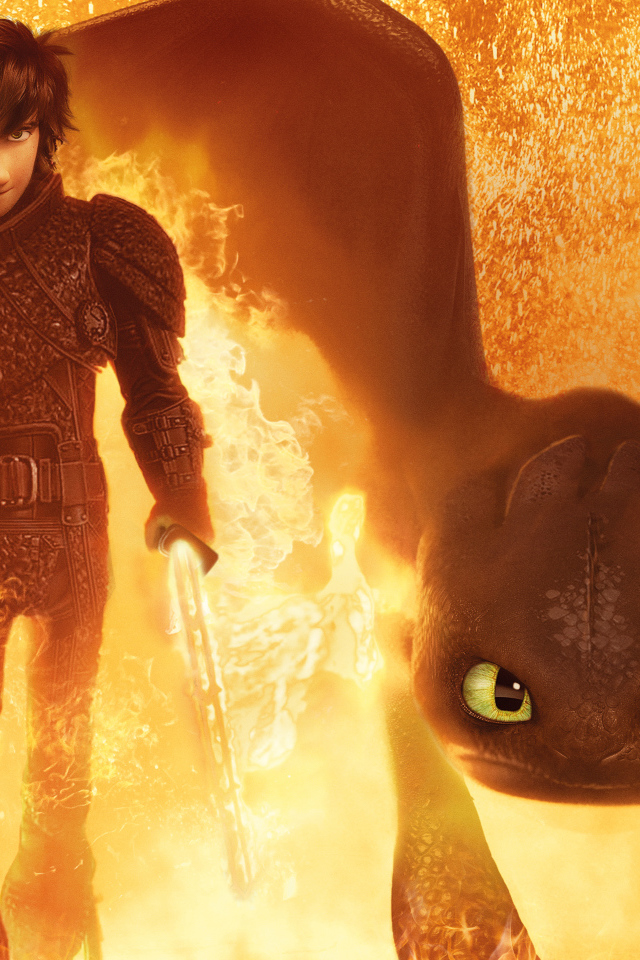 Персонажи мультфильма Как приручить дракона 3. Скрытый мир, выходят из огня