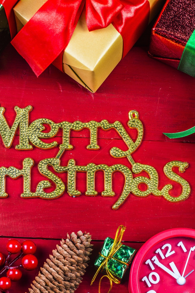 Подарки с надписью Счастливого Рождества 