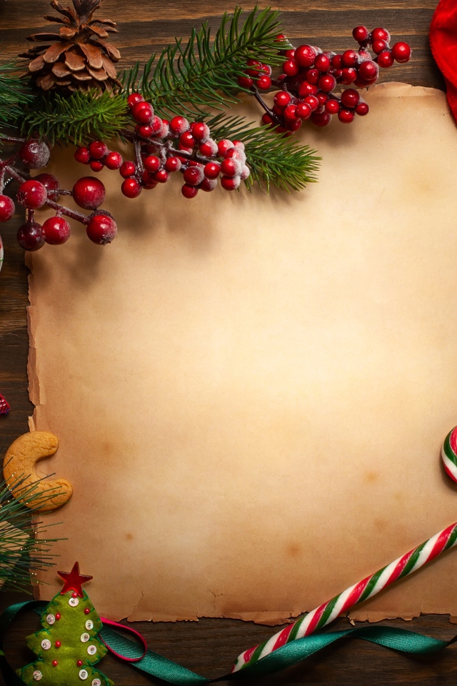 Шаблон для поздравительной открытки на Рождество с декором