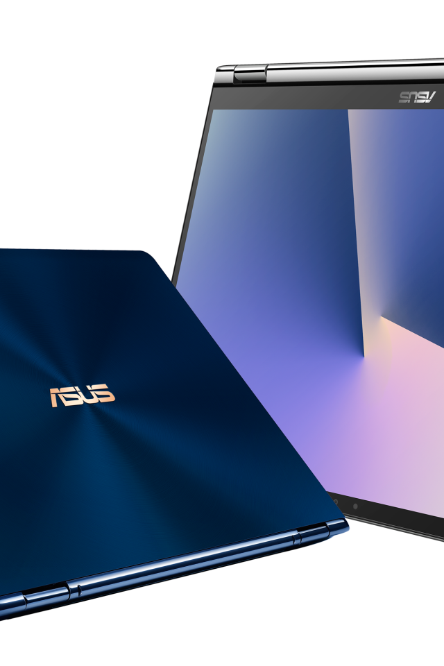 Тонкие ноутбуки Asus ZenBook на белом фоне
