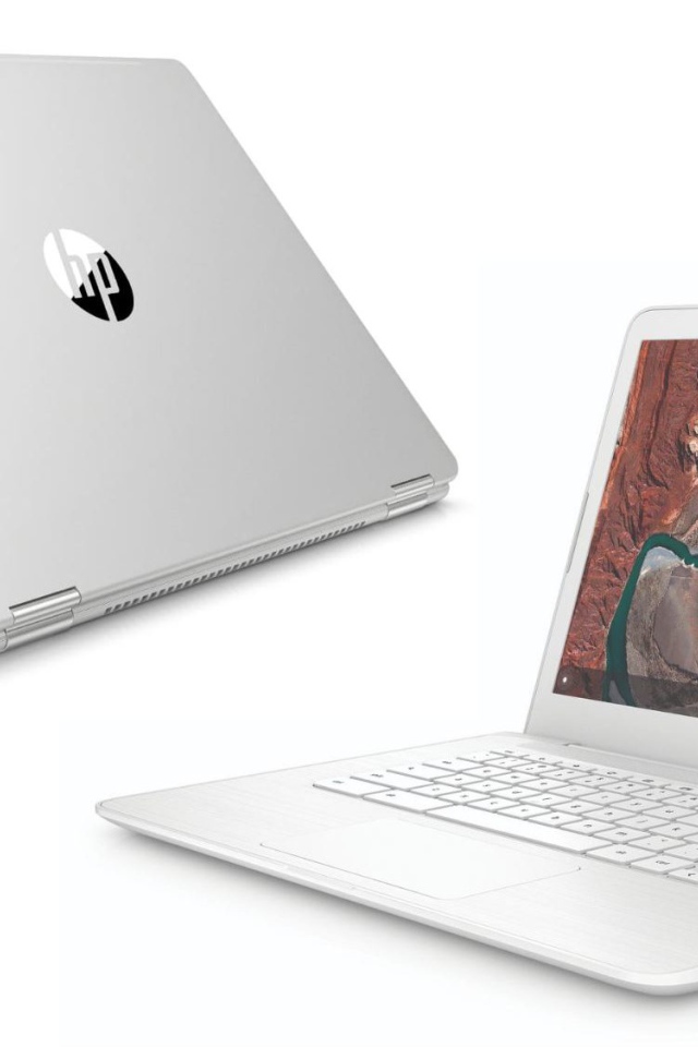 Портативные ноутбуки HP Chromebook x360 14 G1 на белом фоне