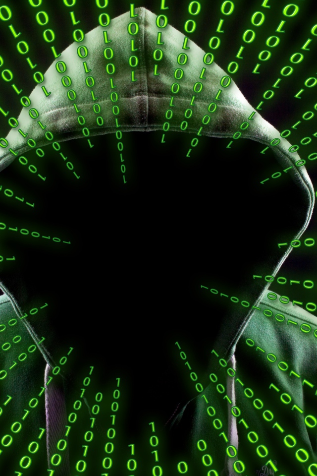 Хакер в худи с числовым кодом 