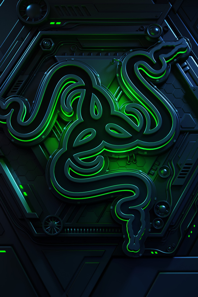 Логотип компании  Razer на черном фоне