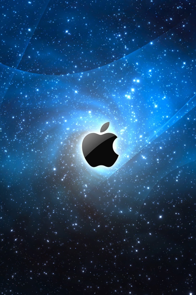 Apple icon on star galaxy background
