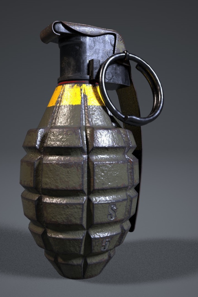 Боевая граната на сером фоне 