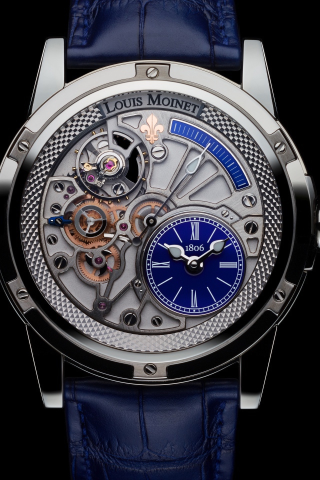 Стильные мужские часы Louis Moinet на черном фоне