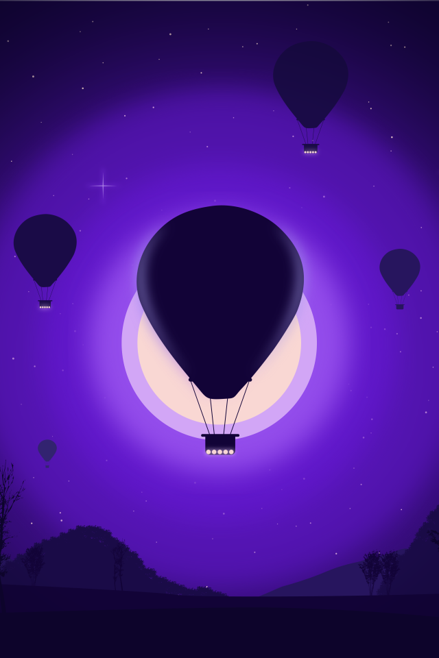 Воздушные шары на фоне белой луны 