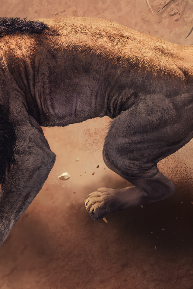 Свирепый дикий нарисованный лев 