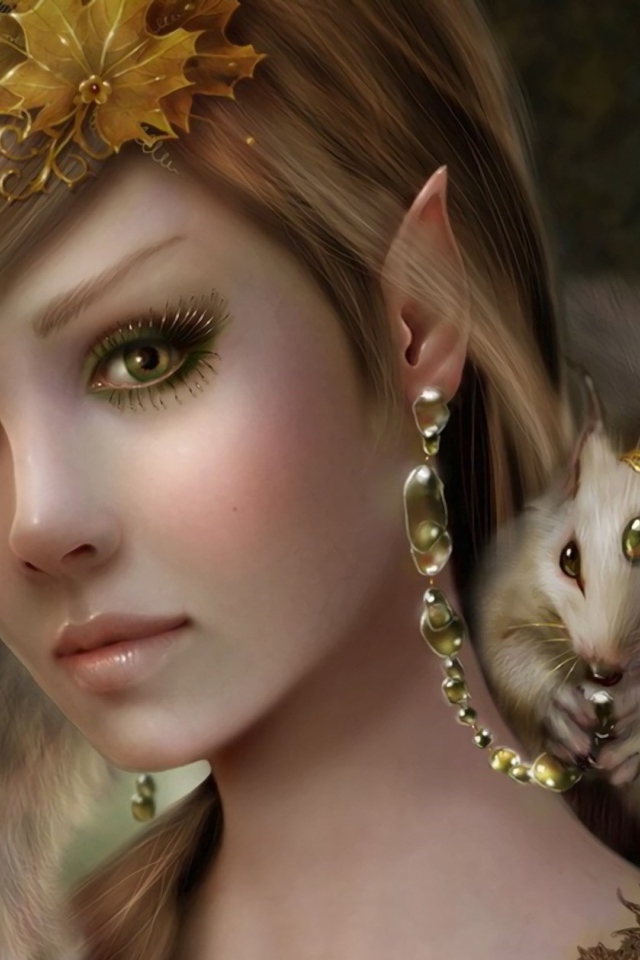 Красивая фантастическая девушка с животным на плече