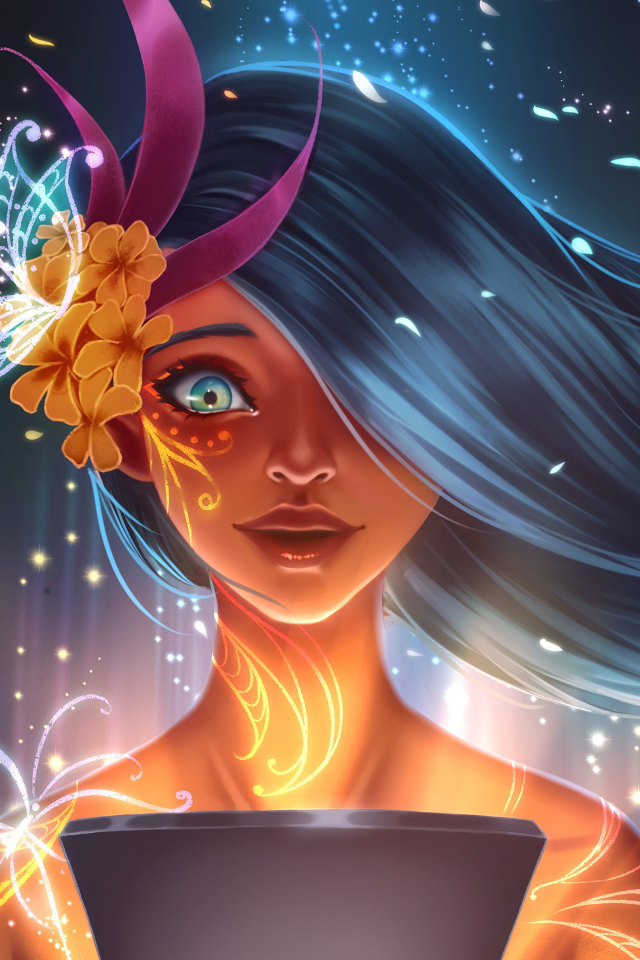 Фантастическая девушка с узорами на теле