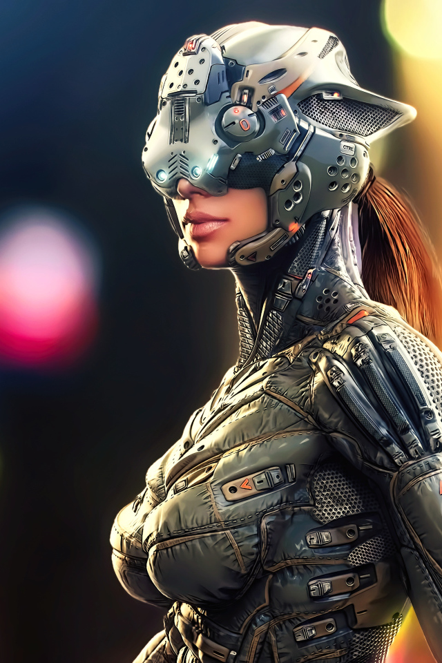 Девушка в костюме киборга