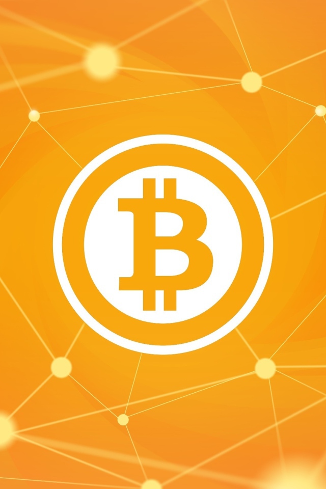 Bitcoin logo with the World Wide Web on a yellow background