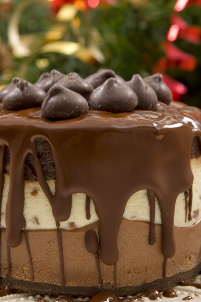 Красивый торт три шоколада на Новый год 