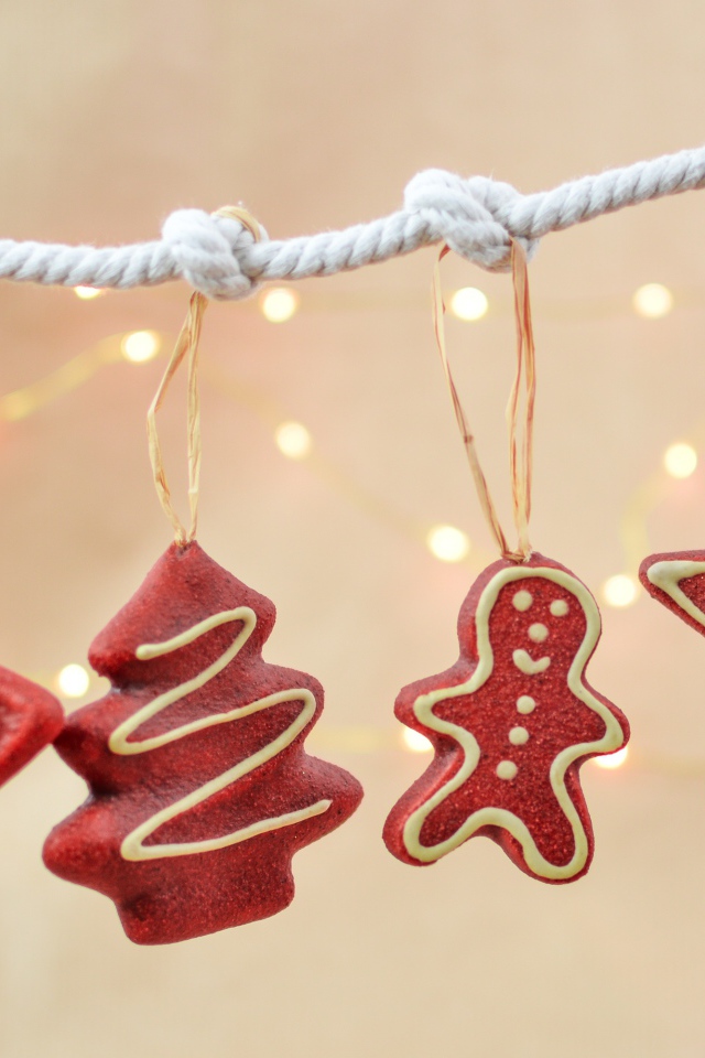 Новогоднее печенье на веревке 