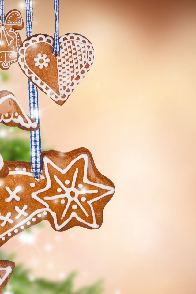 Праздничное печенье на веревках на Рождество 