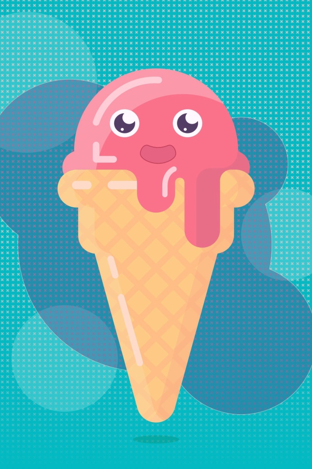 Мороженое рожок на голубом фоне