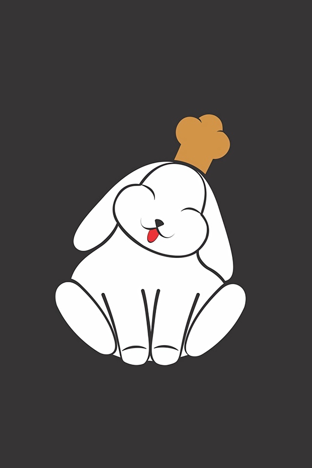 Кролик в поварской шапке на сером фоне