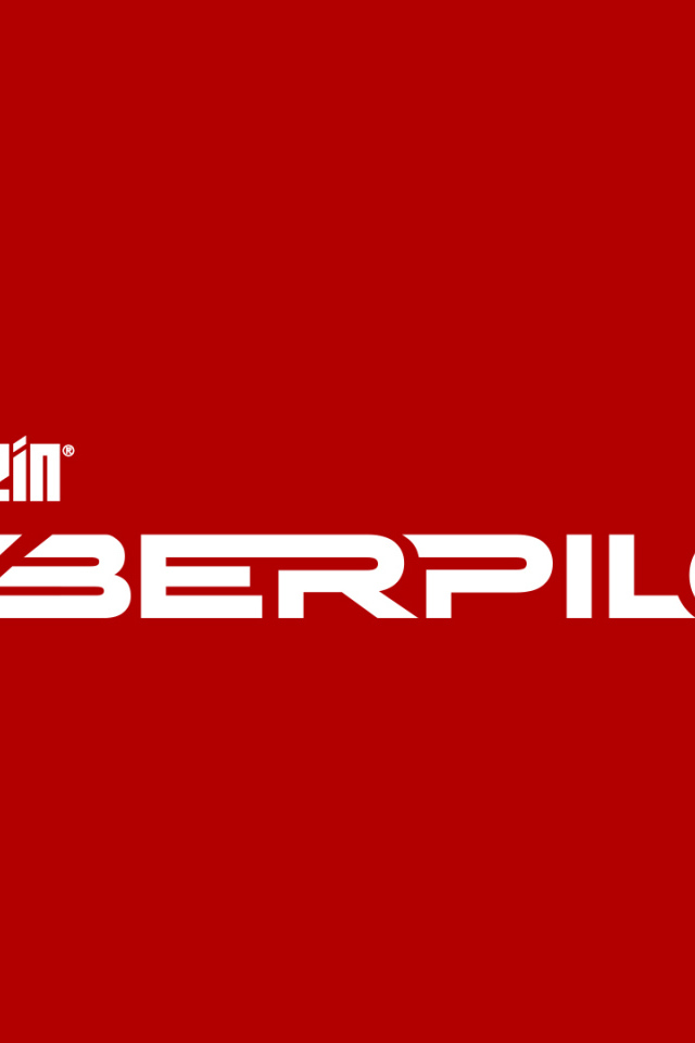 Логотип компьютерной игры Wolfenstein Cyberpilot, 2019 года на красном фоне