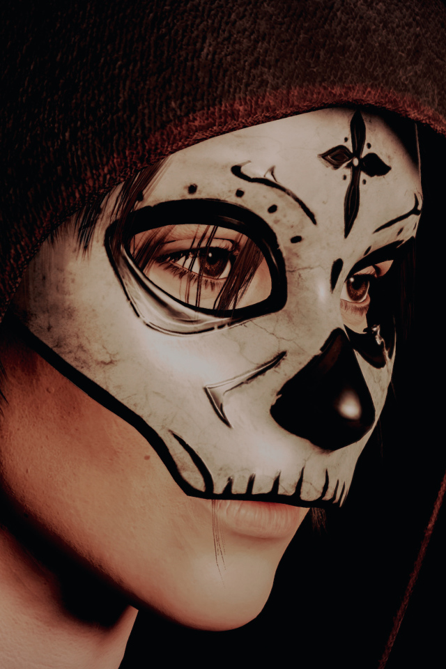 Молодая девушка в капюшоне с маской на лице