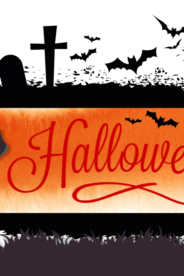 Надпись Хэллоуин на белом фоне