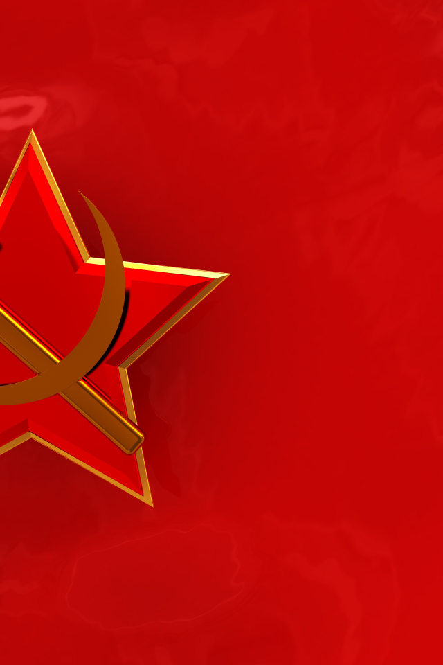 Красная звезда с серпом и молотом на красном фоне