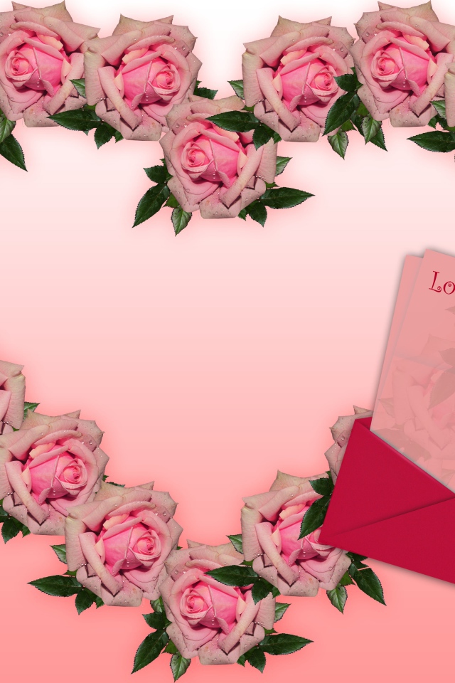Сердце из розовых роз с письмом 
