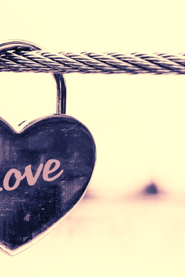 Замок в форме сердца на железном канате 