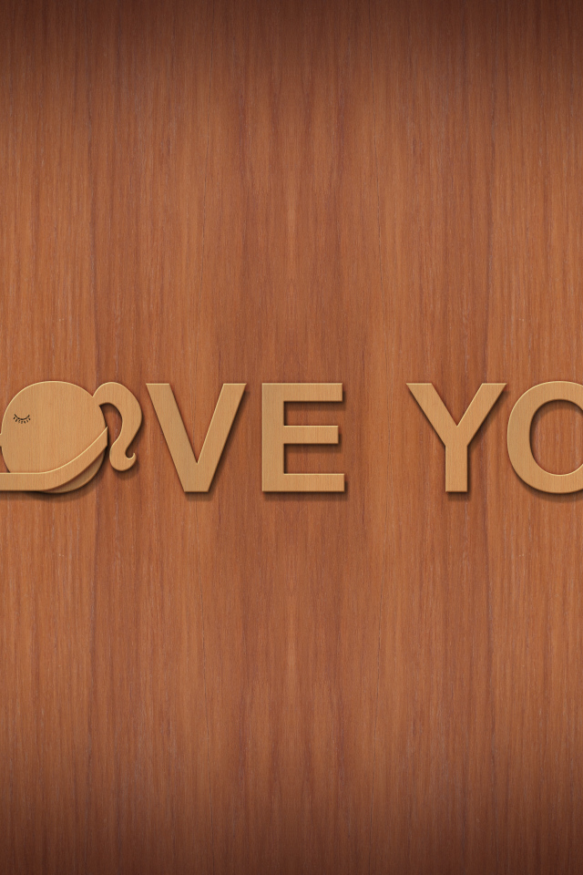 Надпись Я тебя люблю на английском на деревянном фоне