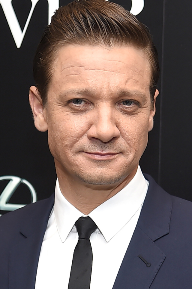 Стильный мужчина в костюме, актер Джереми Реннер