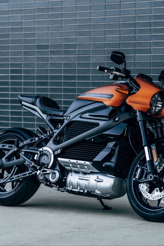 Большой мотоцикл Harley-Davidson у стены