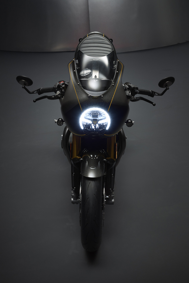 Motorcycle Triumph Thruxton TFC 2019 on a gray background