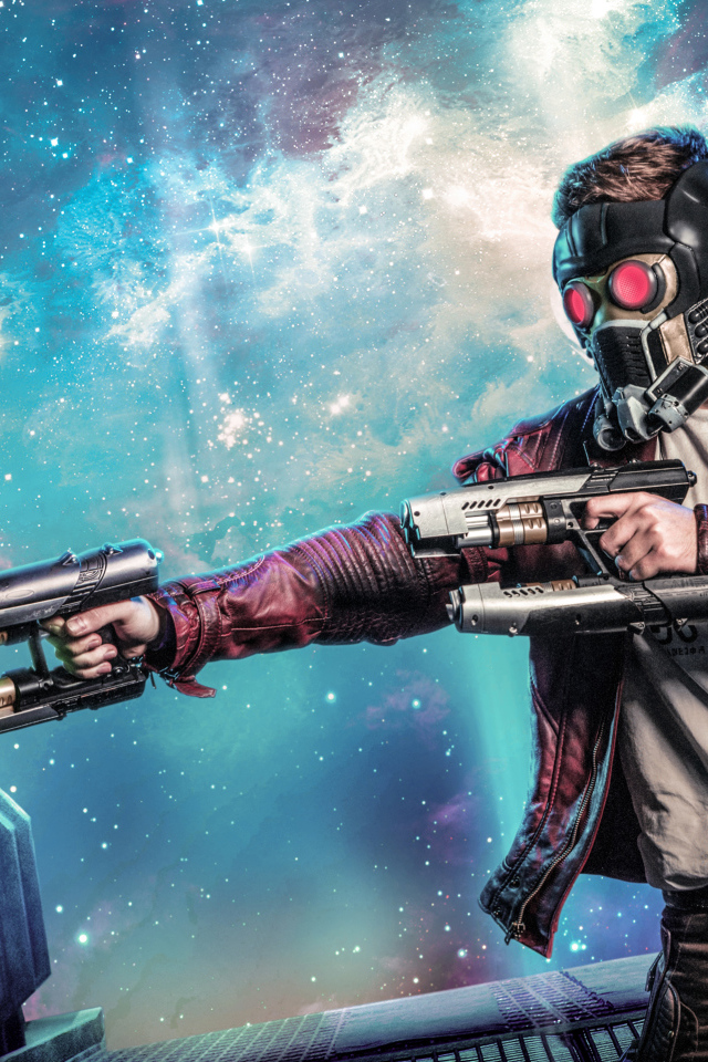 Персонаж Звездный лорд с лазерным оружием