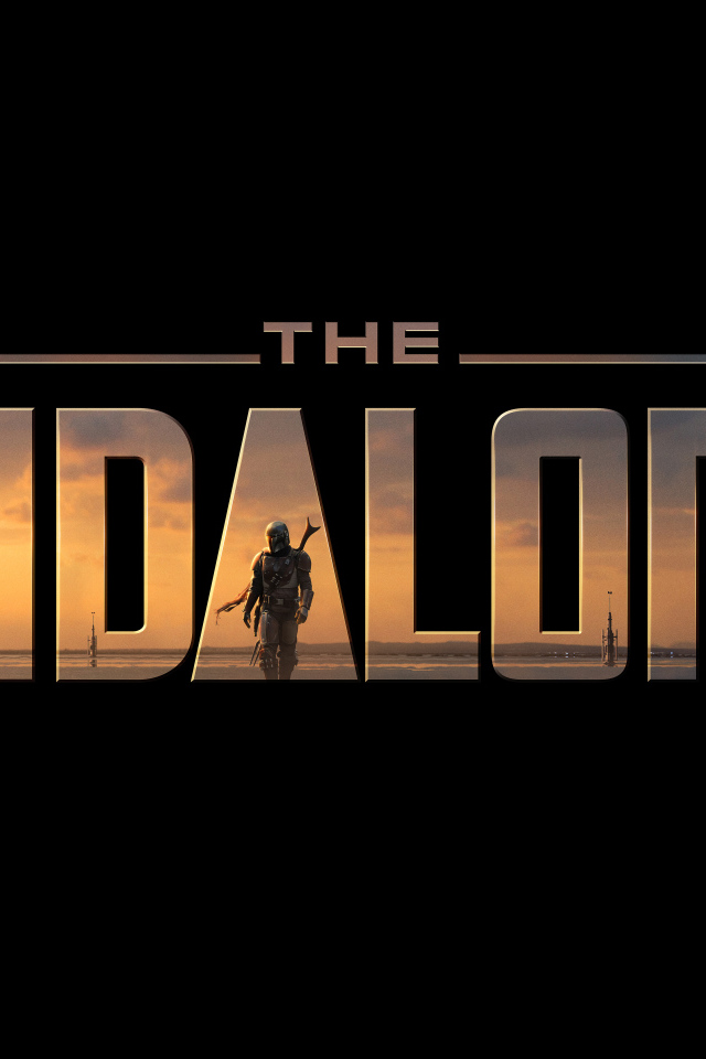 Poster for the Mandalorian series on a black background, 2019