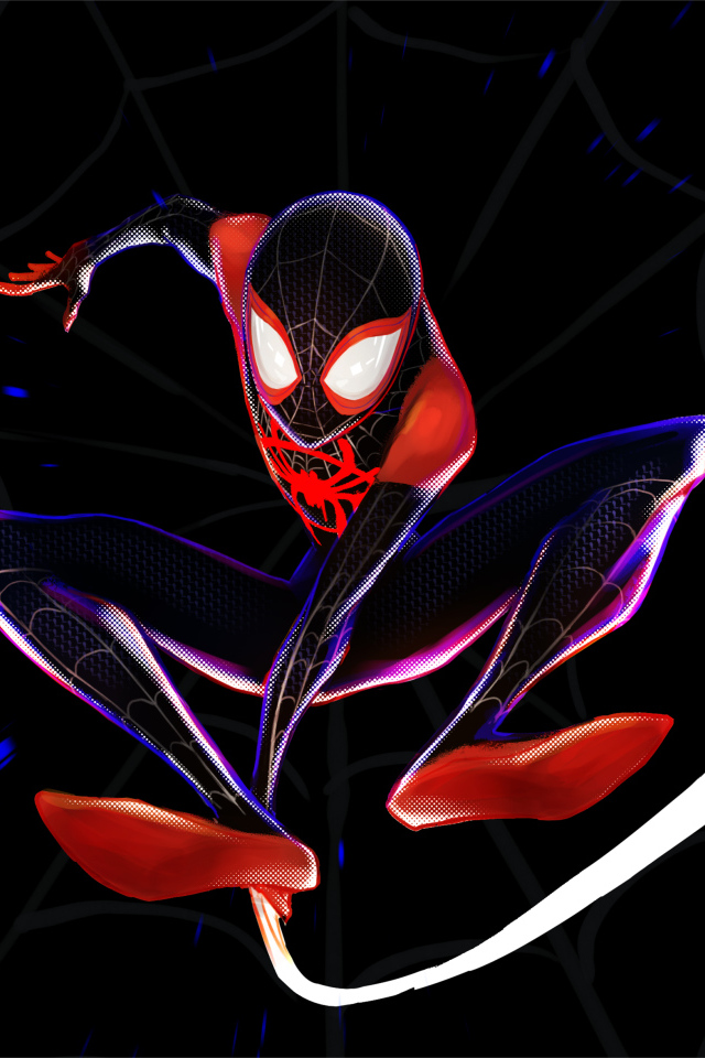 Superhero Spiderman on the background of the web