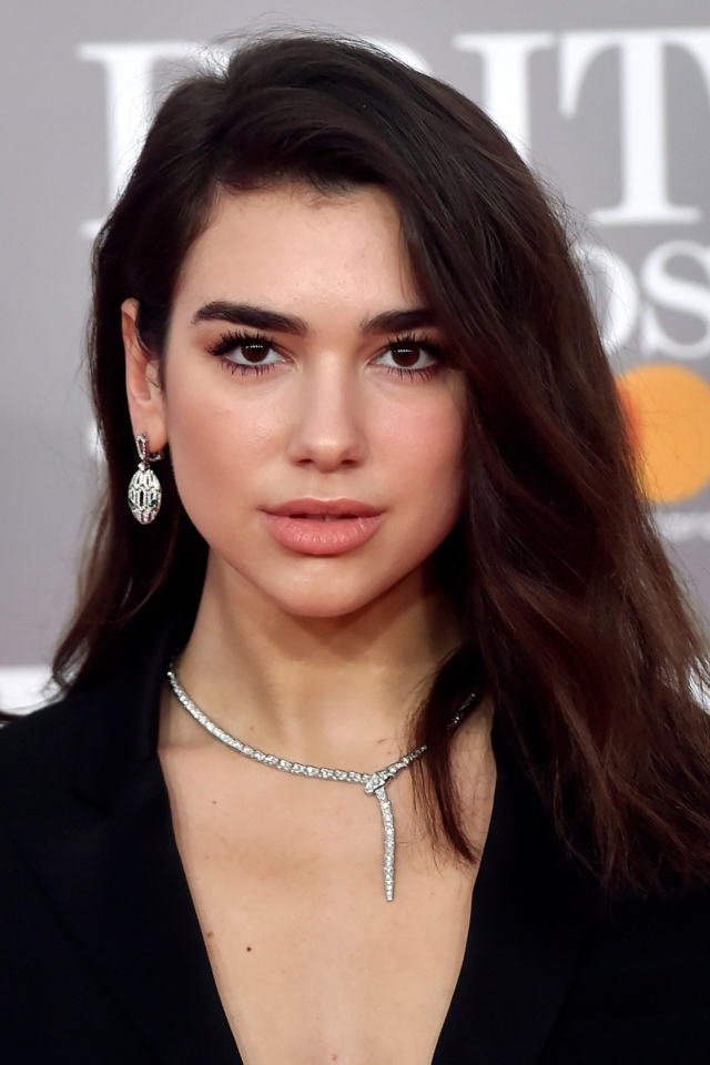 Красивая девушка певица Дуа Липа в черном пиджаке