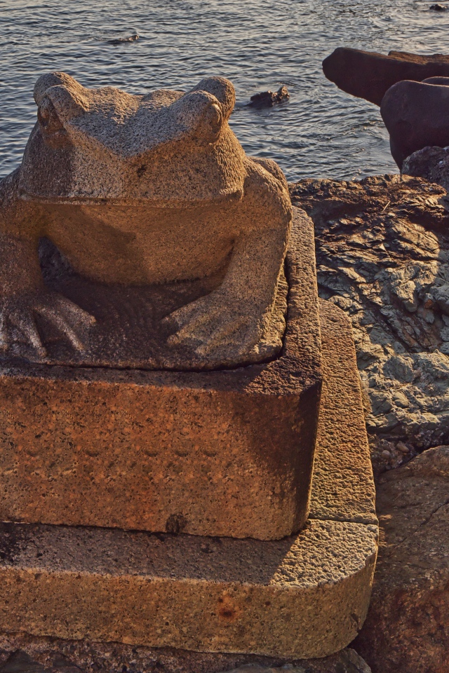 Каменная жаба на морском берегу