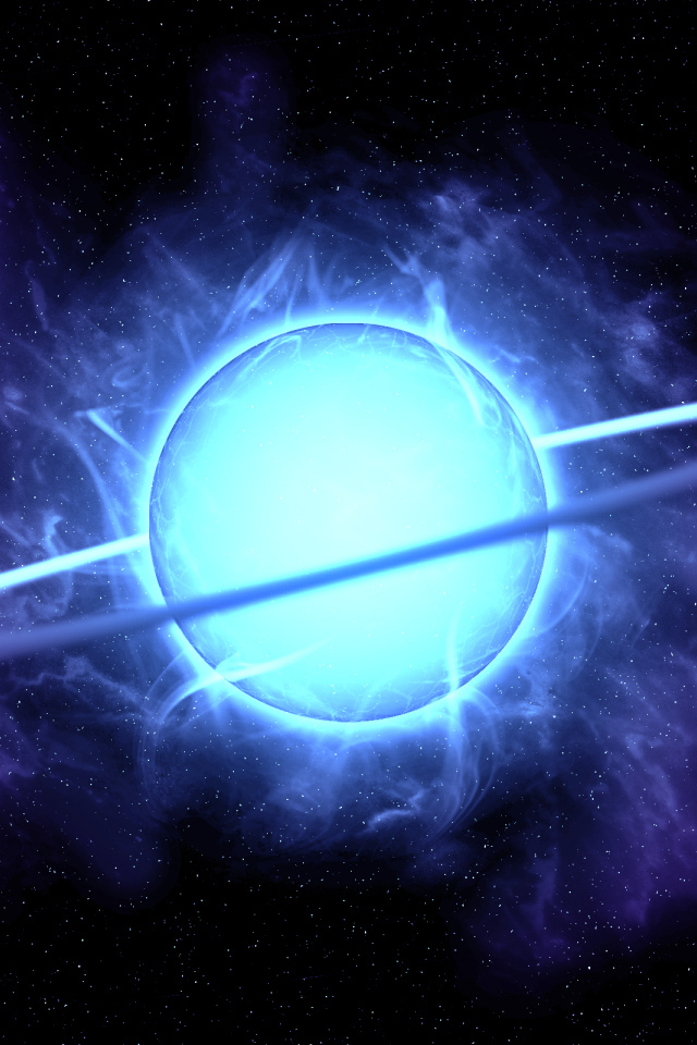 Голубая неоновая планета с кольцом в темном небе