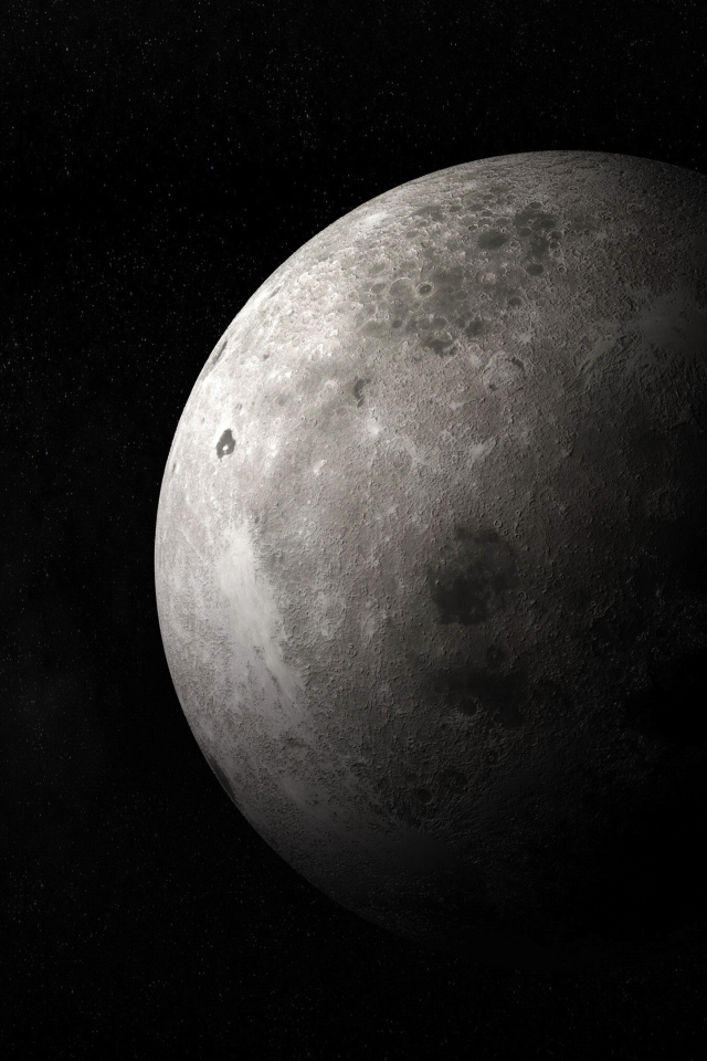 Большая луна в космосе черно -белое фото 