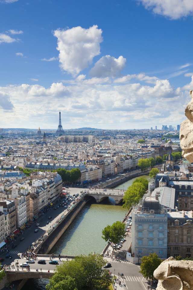 Горгульи на фасаде Нотр Дам де Пари. Франция