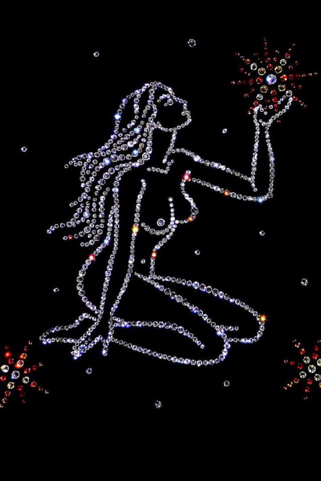 Блестящий знак зодиака дева на черном фоне