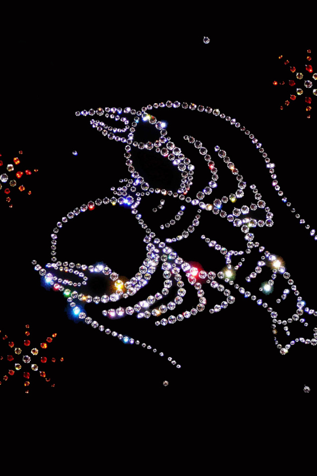 Блестящий знак зодиака рак на черном фоне