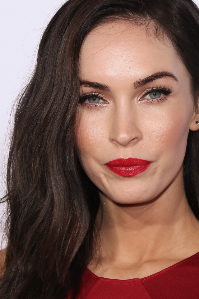 Яркая женщина, актриса  Меган Фокс на сером фоне