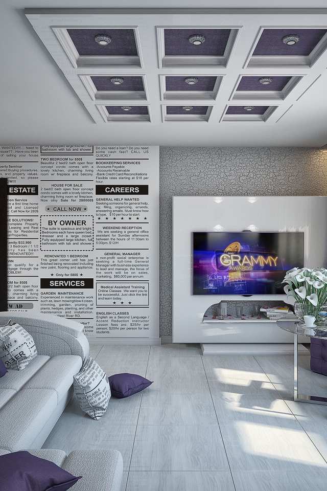 Гостиная комната в стиле хай тек