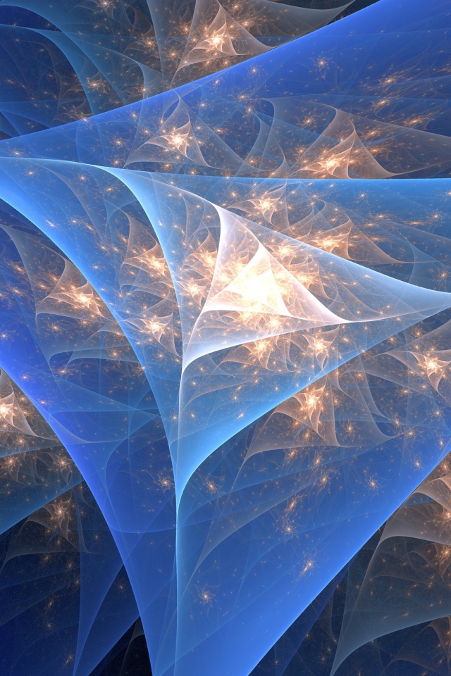 Абстрактные фрактальные неоновые треугольники 