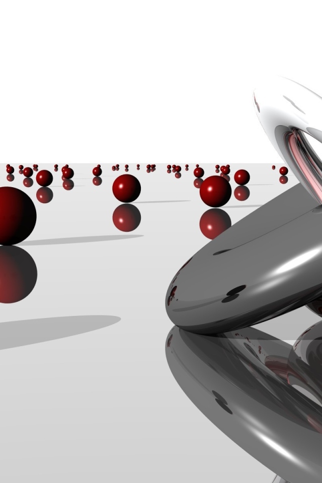 Шары и 3д круги отражаются в поверхности 