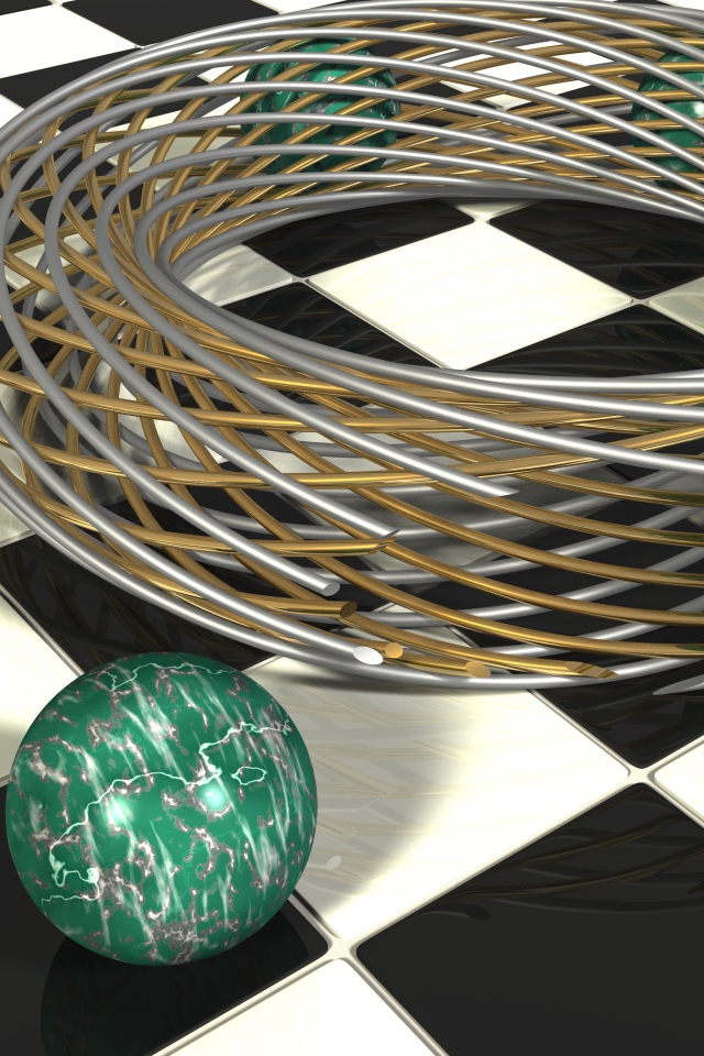 Шары в проволоке на шахматной доске